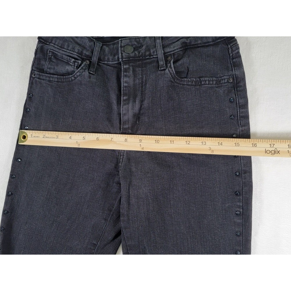 Levis 721 High Rise Skinny Stretch Jeans Size 29 Black Denim Rhinestone Stripe - Picture 10 of 16